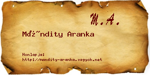 Mándity Aranka névjegykártya